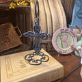 BLUE IRON HANGING CROSS WITH STAND