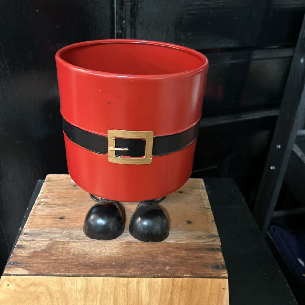 SMALL ROUND SANTA PLANTER