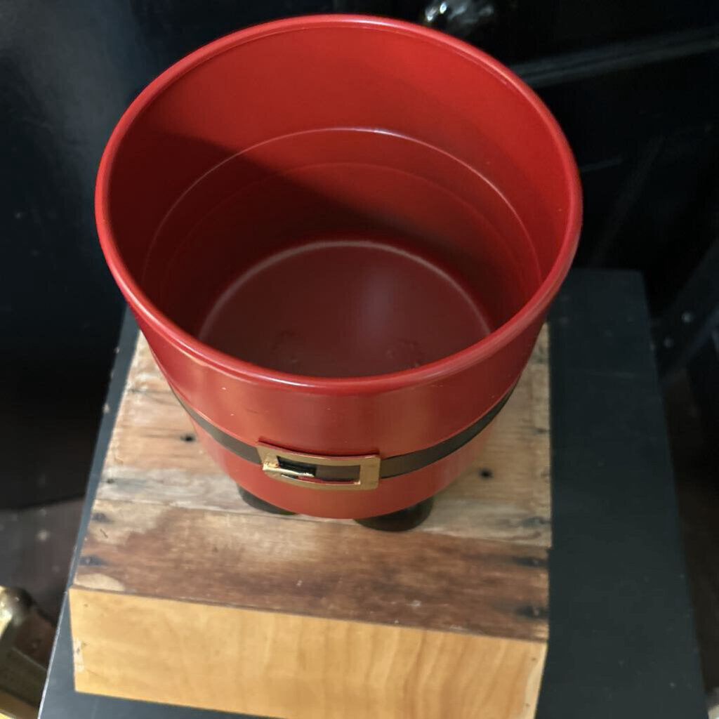 SMALL ROUND SANTA PLANTER