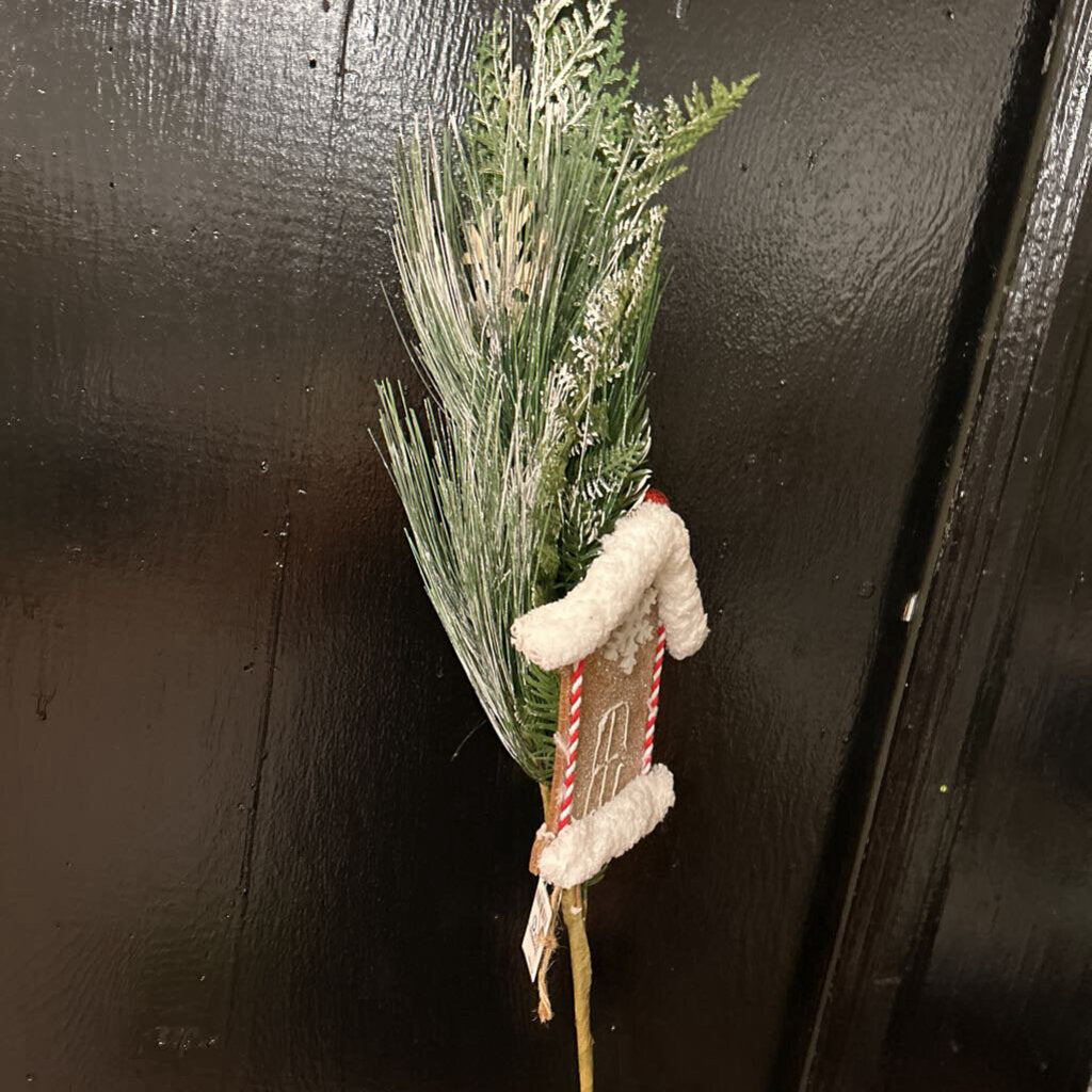 GINGERBREAD HOUSE/GREENERY PICK 30"