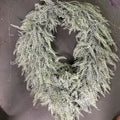 BEAD GRASS WREATH OVAL FROSTED GREEN 34"