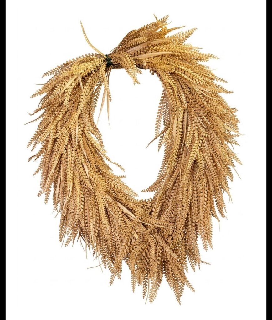 BEAD GRASS WREATH OVAL BEIGE 34"