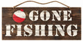 GONE FISHING SIGN BROWN