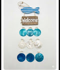 BLUE/WHITE STRIPED FISH WELCOME WINDCHIME