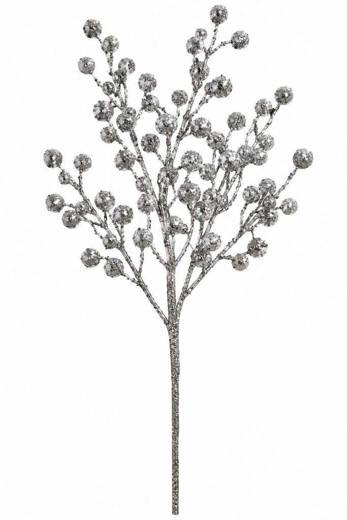 SM SILVER GLITTER BALL SPRAY 18"