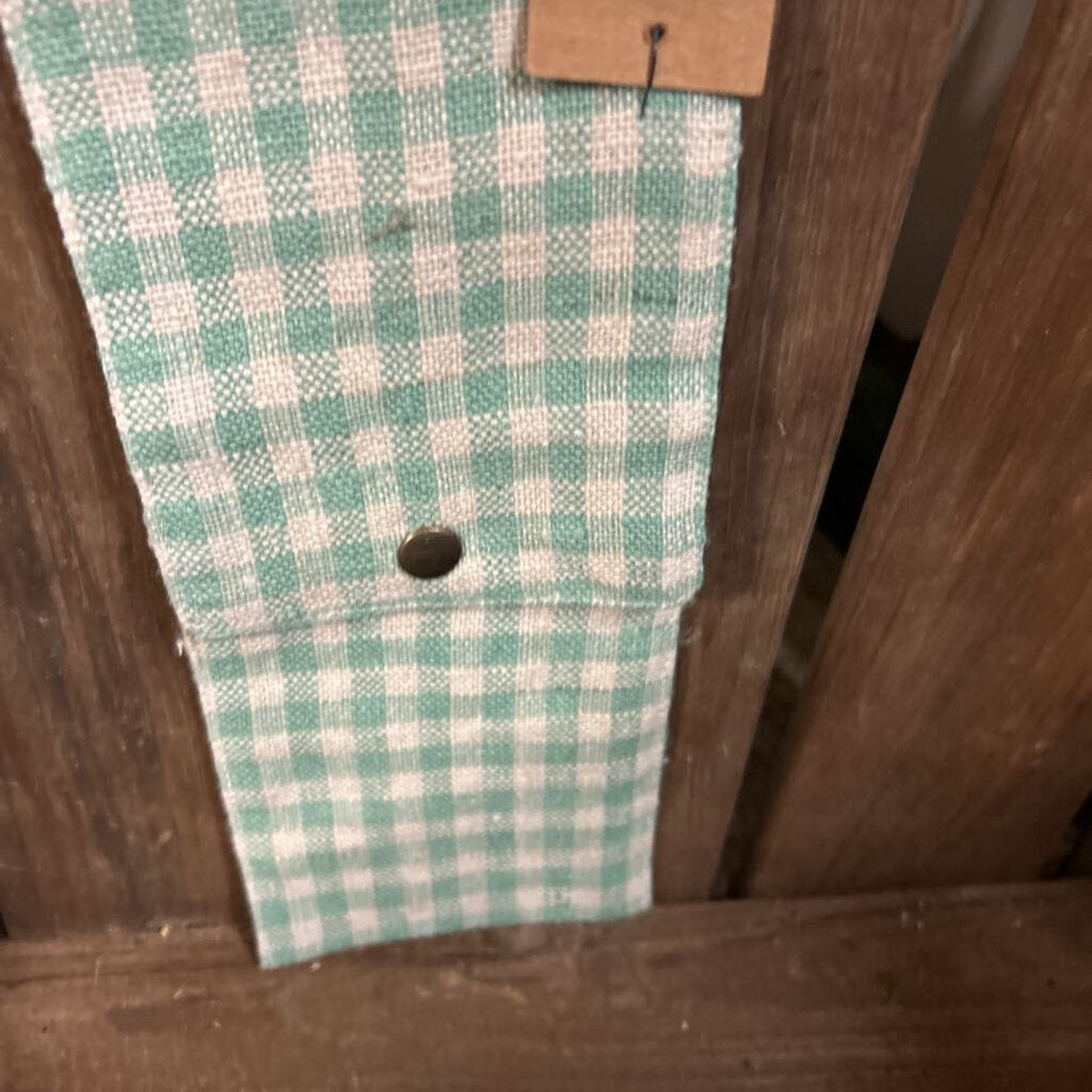 WOVEN LINEN & COTTON CUTLERY SLEEVE WITH SNAP CLOSURE GINGHAM PATTERN