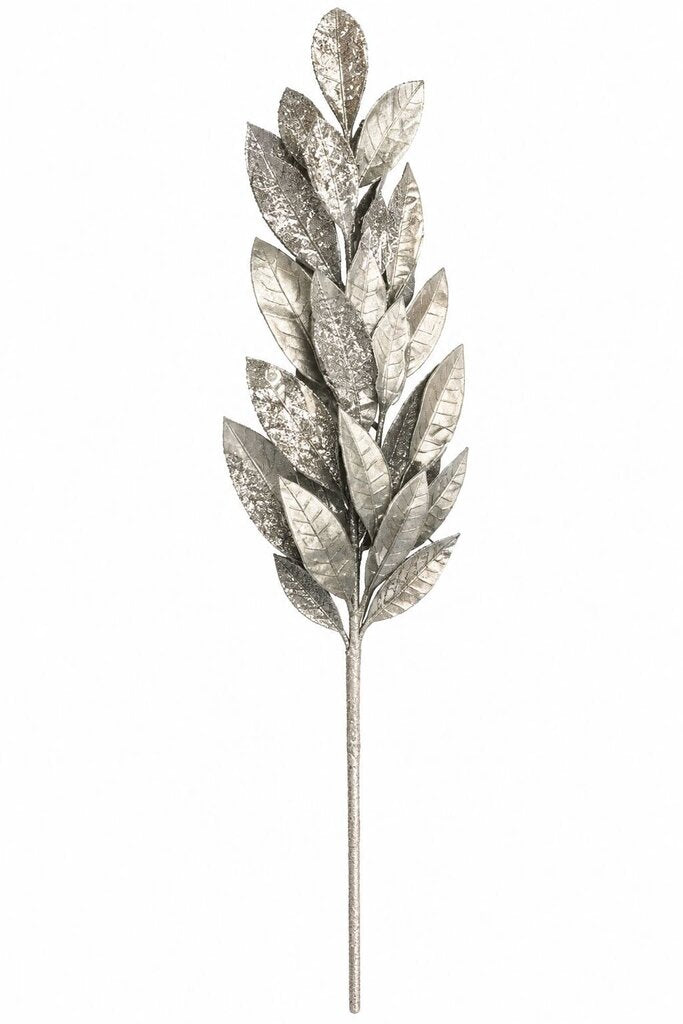 SILVER GLITTER LEAF PICK 27"