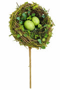 MOSS BIRD NEST W/ SPECKLED EGGS 8"
