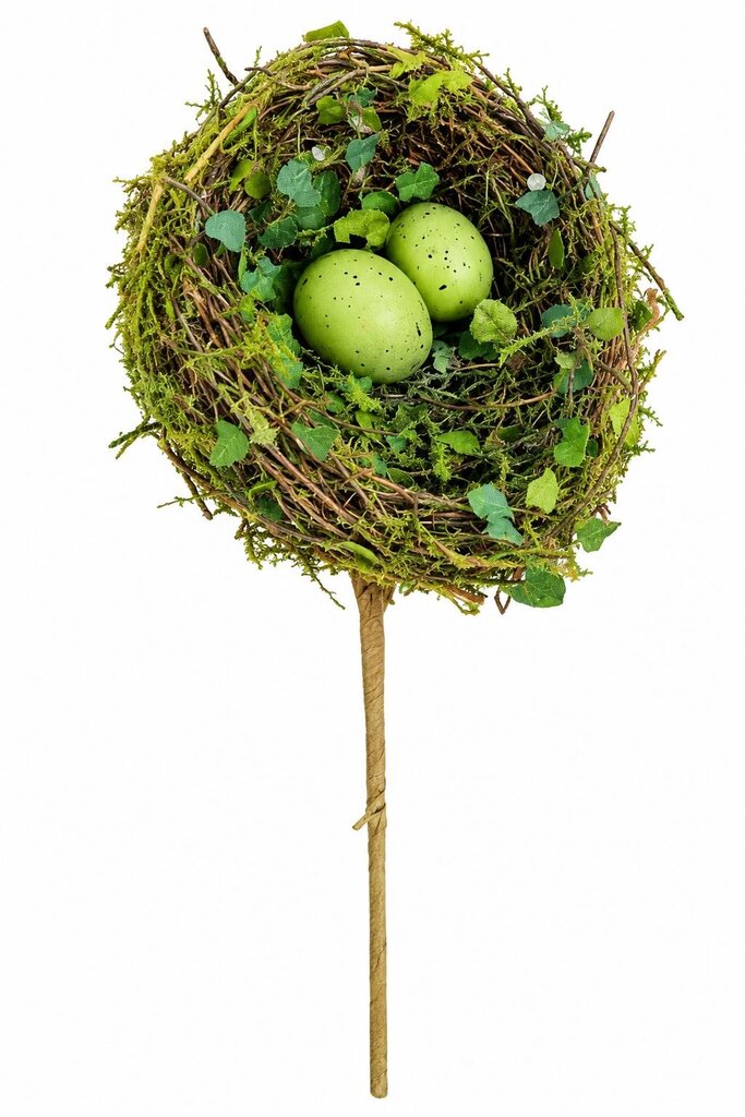 MOSS BIRD NEST W/ SPECKLED EGGS 8"