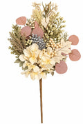 CREAM/BLUSH MIXED FLORAL PICK WITH PINECONE 25"