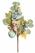 SAGE PUMPKIN/MIXED FLORAL FALL PICK 25"