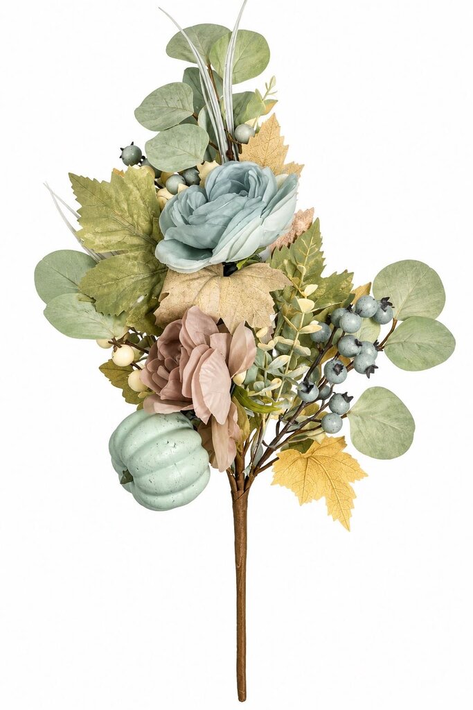 SAGE PUMPKIN/MIXED FLORAL FALL PICK 25"