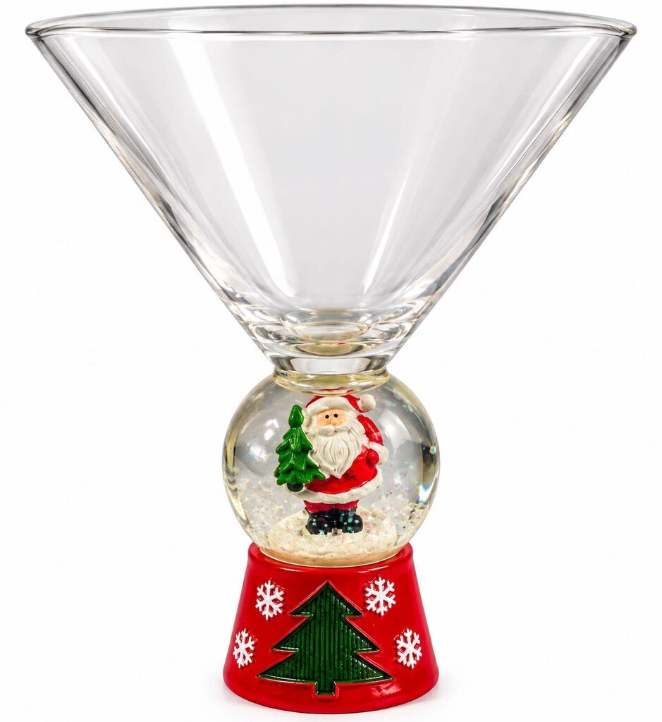 VINTAGE SANTA SNOW GLOBE MARTINI GLASS SET OF 3