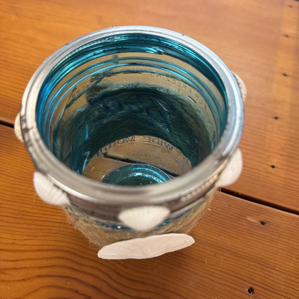COASTAL BEACH-THEMED GLASS CANDLE HOLDER/DECORATIVE JAR
