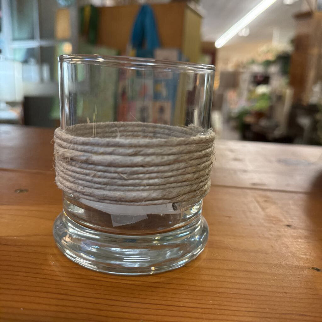 RUSTIC FARMHOUSE STYLE GLASS HURRICANE CANDLE HOLDER