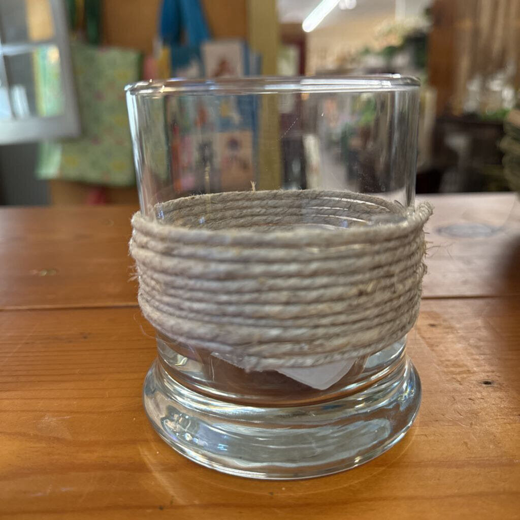 RUSTIC FARMHOUSE STYLE GLASS HURRICANE CANDLE HOLDER