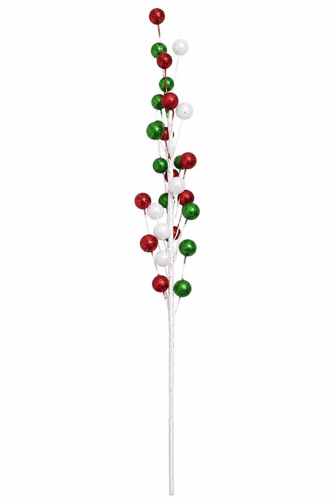 RED, WHITE, GREEN GLITTER BALL PICK 32"