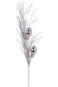 SILVER GLITTER BALL/GRASS PICK 36"