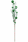 GREEN/WHITE GLITTER PICK 30"