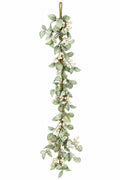 FROSTED GREEN LEAF & WHITE BERRY GARLAND 60"