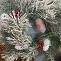 FLOCKED FLORAL PINECONE AND BERRY WREATH