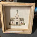 CROSS STITCH ARTWORK FRAMED CHURCH