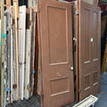 VINTAGE BROWN DOOR WITH HARDWARE AND WHITE KNOB 891/4X301/4