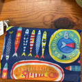 FOLDED GROCERY TOTE FISH PRINT