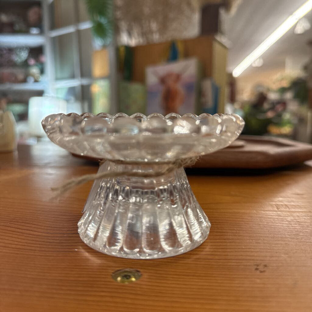 VINTAGE PRESSED GLASS PEDESTAL COMPOTE