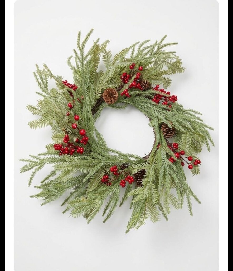 RED BERRY PINECONE AND GREENERY WREATH