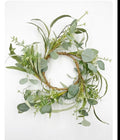 EUCALYPTUS AND GREEN SEED CANDLE RING 16"