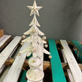 SM METAL WHITE AND GOLD CHRISTMAS TREE WITH BELLS