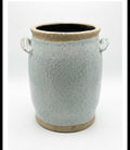 BLUE CRACKLED JUG WITH HANDLES