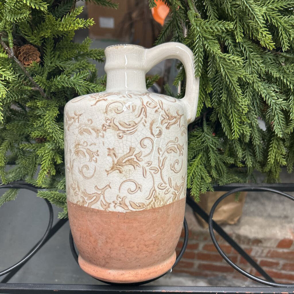 CREAM/BROWN JUG WITH HANDLE