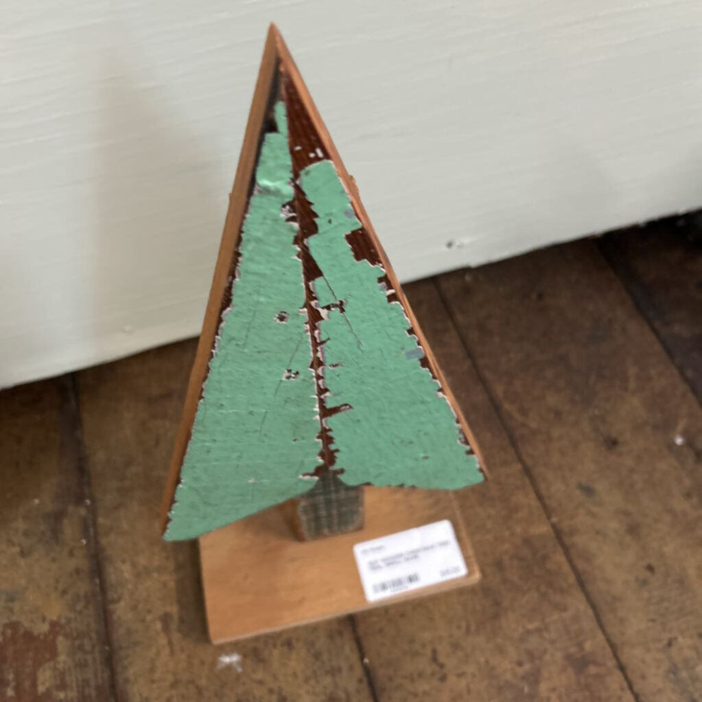 13.5" WOODEN CHRISTMAS TREE TEAL SMALL BASE