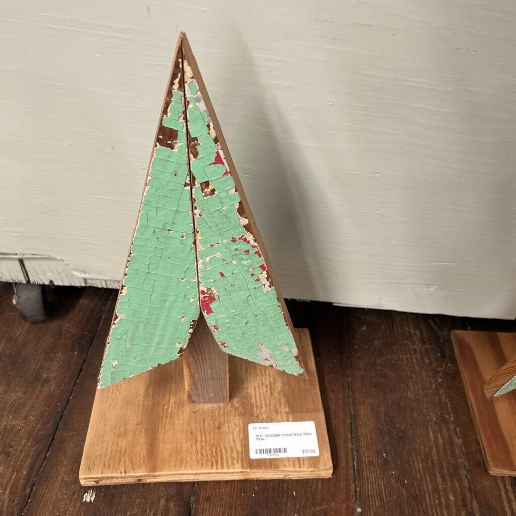 13.5" WOODEN CHRISTMAS TREE TEAL