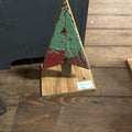 13" WOODEN TEAL AND RED CHRISTMAS TREE