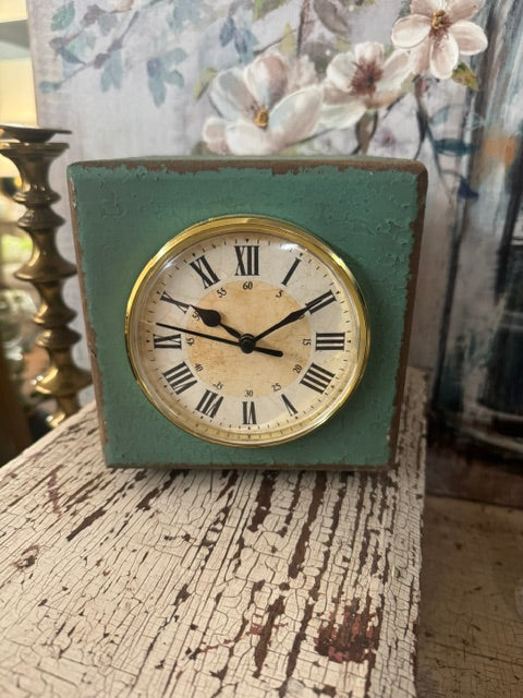 6" AGED GREEN CLOCK