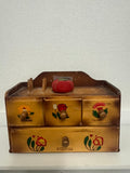 VINTAGE HANDPAINTED SEWING ORGANIZER WITH DRAWERS
