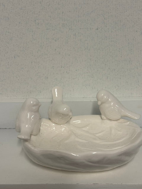CERAMIC LEAF DISH WITH BIRDS