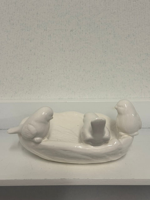 CERAMIC LEAF DISH WITH BIRDS