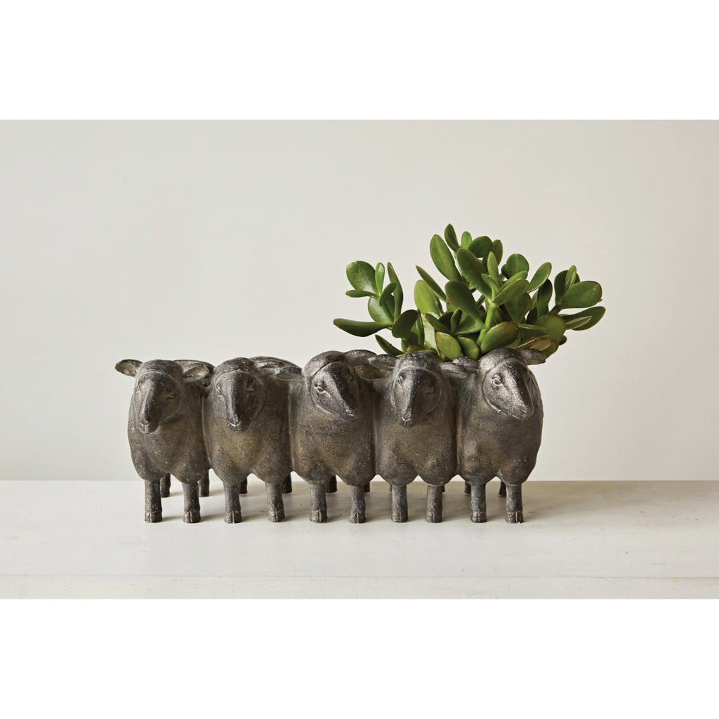 DISTRESSED SHEEP PLANTER SILVER